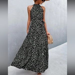 Elegant Black and White Maxi Dress